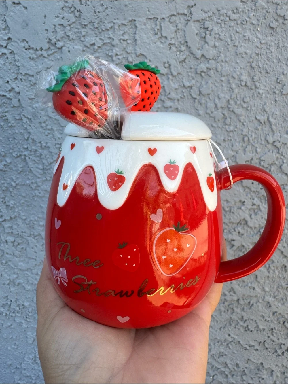 Marlú Strawberry Ceramic Mug Set of 2 with Lid & Spoon - 5